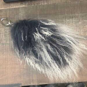 REAL sheep purse keychain in dark navy/white